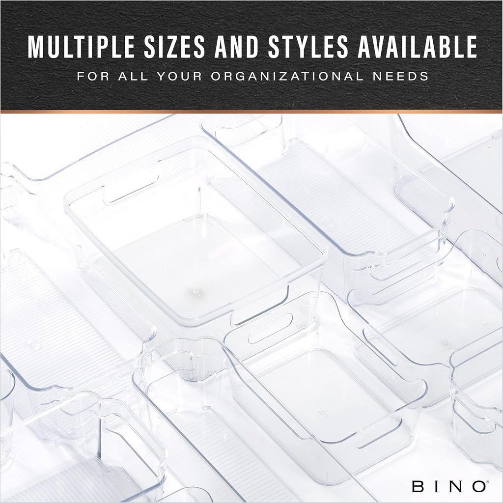 | Plastic Organizer Bins, Small - 4 Pack | the SOHO Collection | Multi-Use Plastic Bin | Pantry & Freezer Organizer Bin | Storage Containers | Bins for Home & Kitchen Org