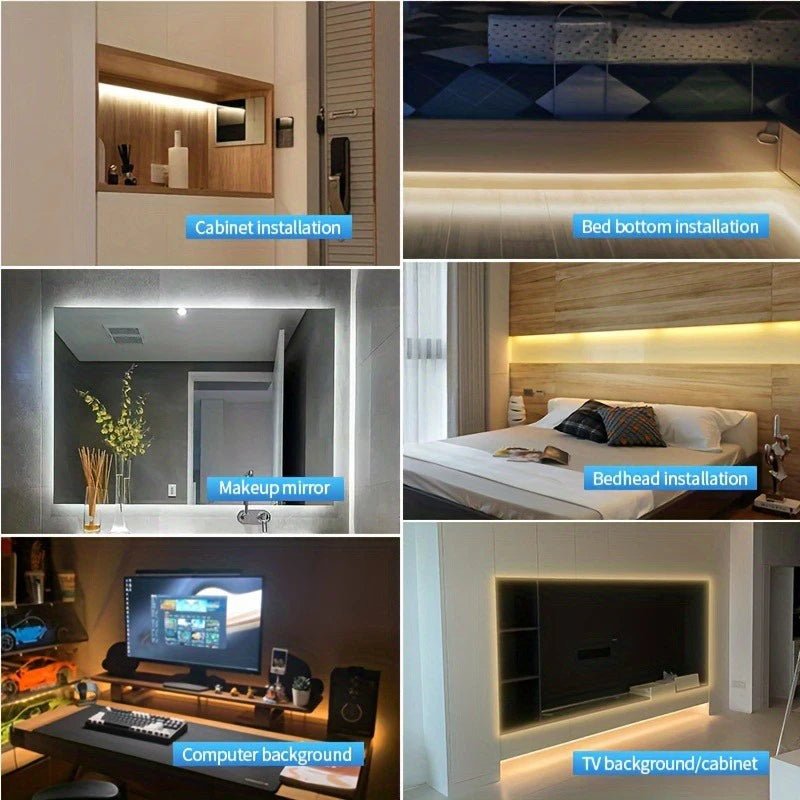 USB 5V COB Led Strip Dimmable LED Strip Lights 320 Leds/M Self-Adhesive Flexible Led Ribbon for Kitchen Cabinet Mirror Bedroom