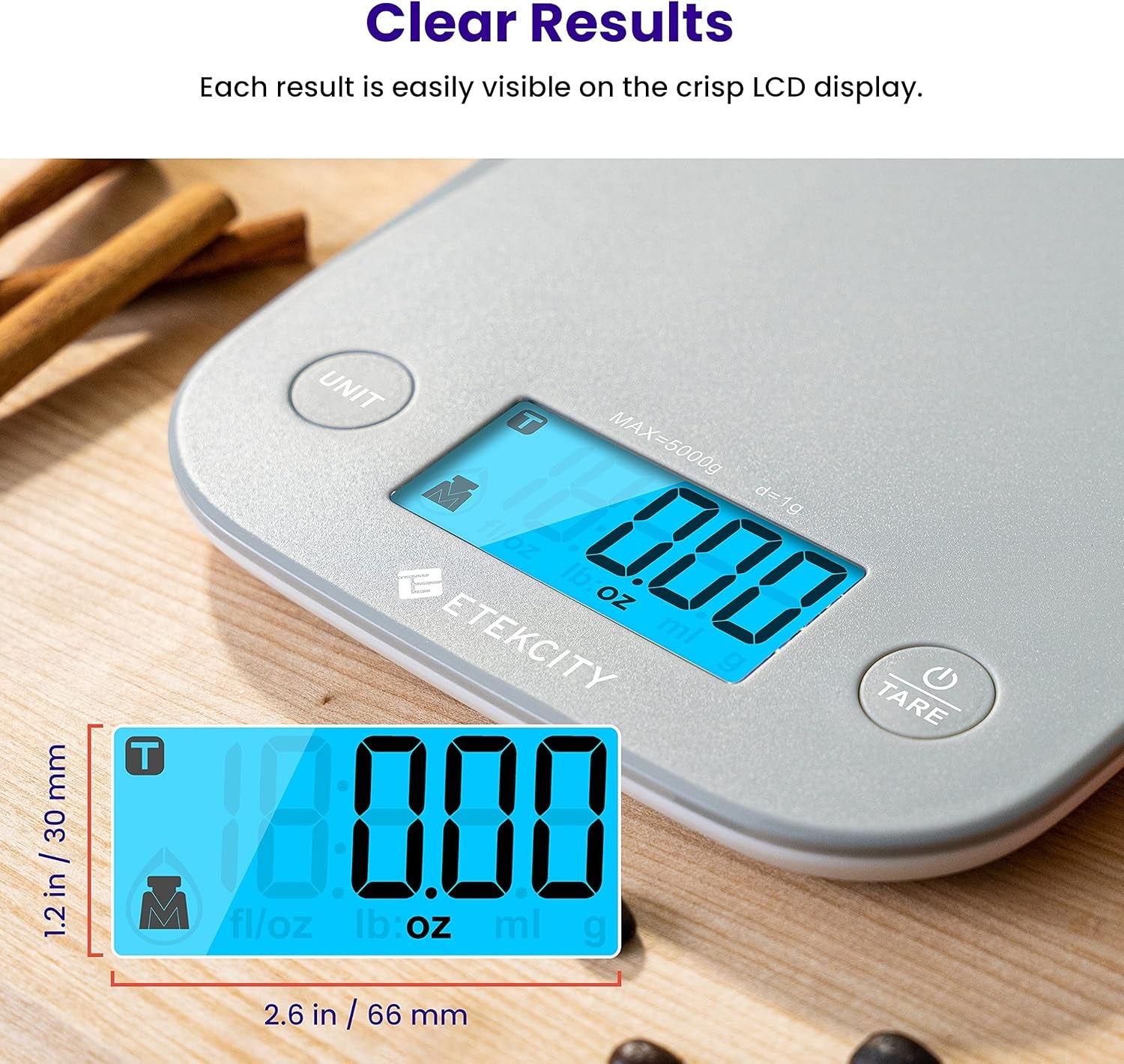 Food Kitchen Scale, Digital Weight Grams and Oz for Cooking, Baking, Meal Prep, and Diet, Medium, Gray