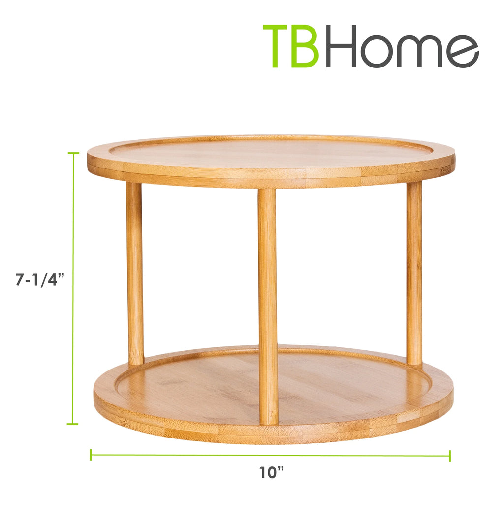 Two-Tier Bamboo 10" Lazy Susan Turntable for Cabinets, Countertop, Panty or Table