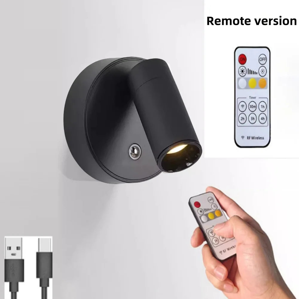 New Wireless LED Lights, Bedside Charging Wall Lights, Wiring Free, Hole Free, Bedroom Reading Lights, Office Lights