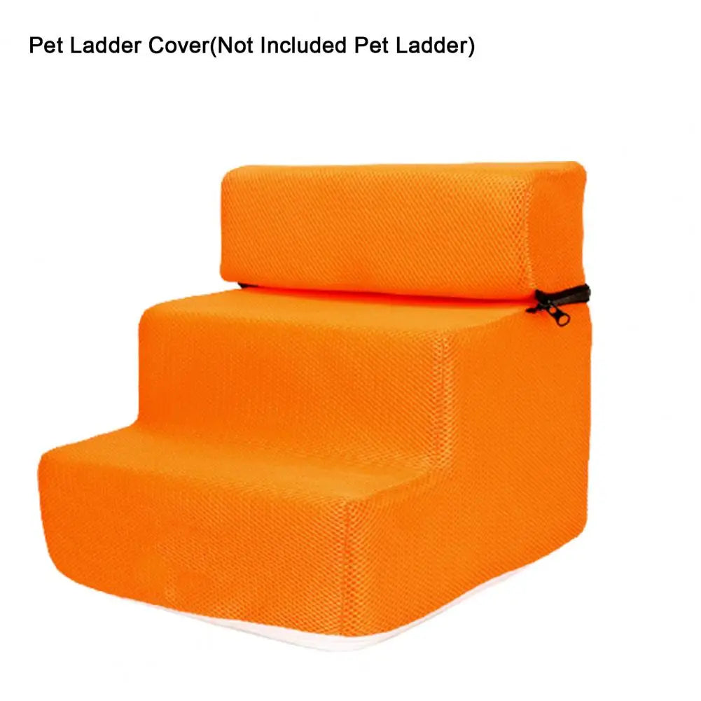 Pet Ladder Cover 3 Steps Stairs for Small Dog Cat Pet Ramp Ladder Anti-Slip Detachable Comfortable Faux Leather Dogs Bed Stairs