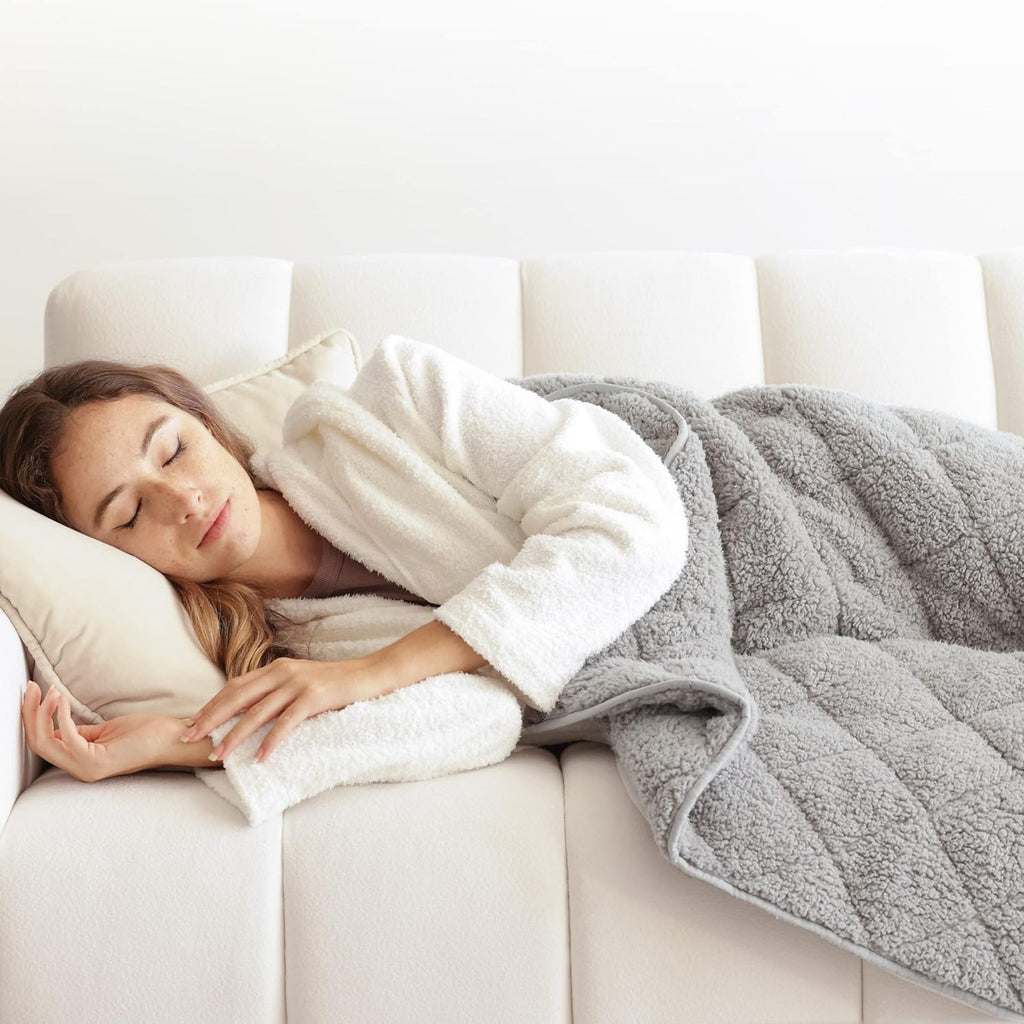 Premium Double Sided Sherpa Weighted Blanket Heavy Fuzzy Fleece Throw Blanket - Soft Plush Quilt for Kids & Adults [Featured on the Today Show] [10Lbs - 50" X 60"] [Grey]