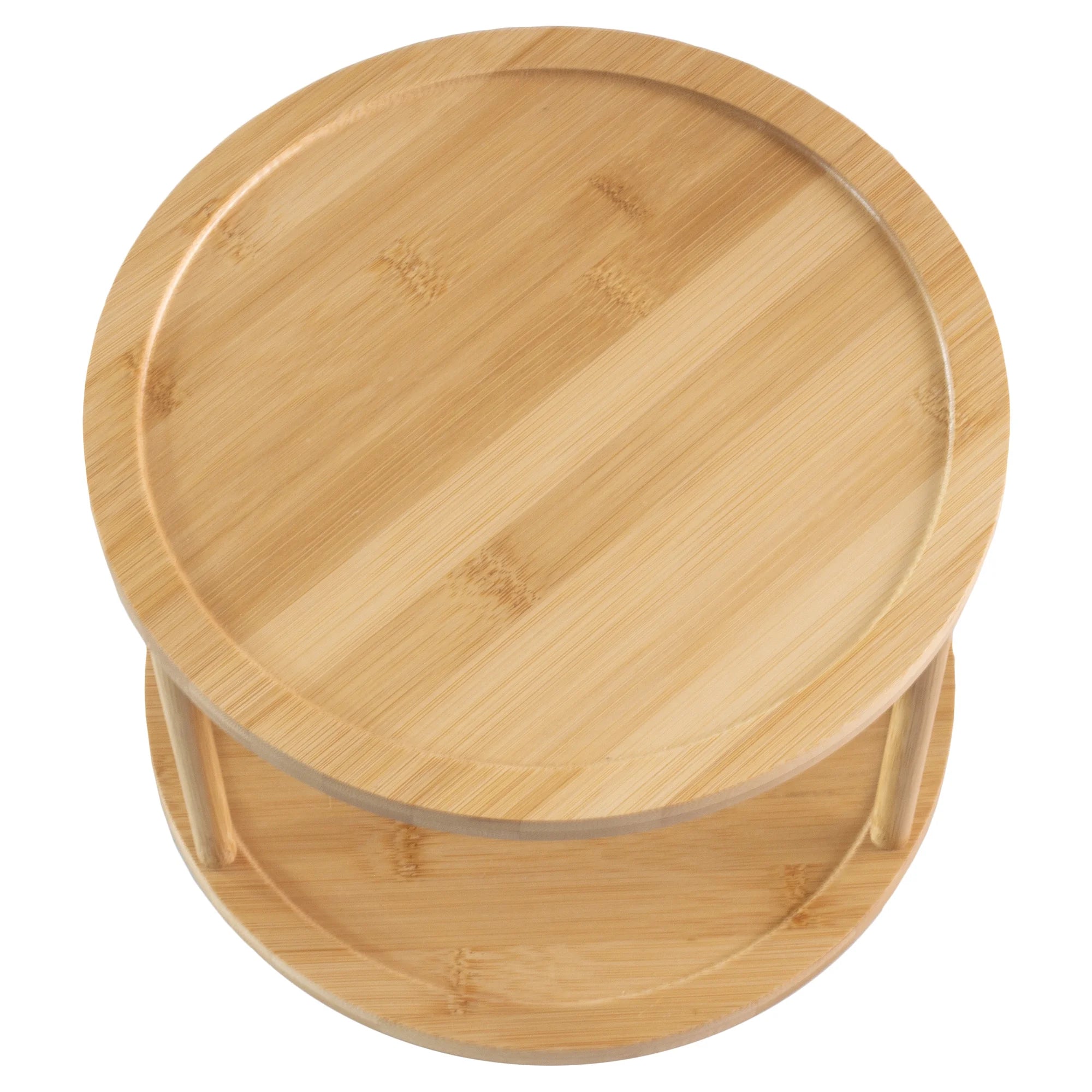 Two-Tier Bamboo 10" Lazy Susan Turntable for Cabinets, Countertop, Panty or Table