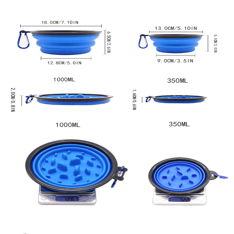 Pet Slow Food Bowl Dog and Cat Anti-Choking Feeder Outdoor Travel Portable Foldable TPE Bowls Anti-Gulping Feeding Pets Supplies