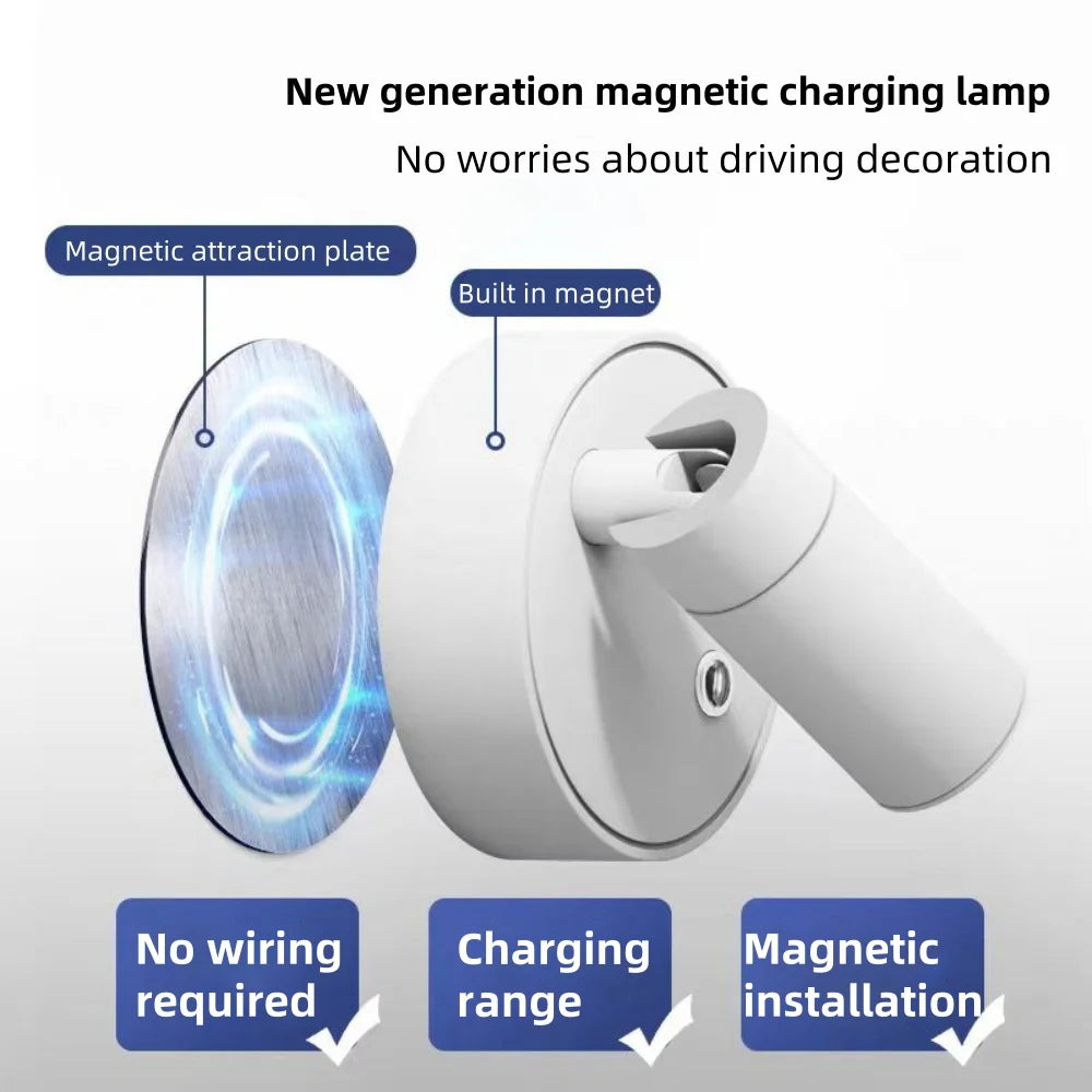 New Wireless LED Lights, Bedside Charging Wall Lights, Wiring Free, Hole Free, Bedroom Reading Lights, Office Lights