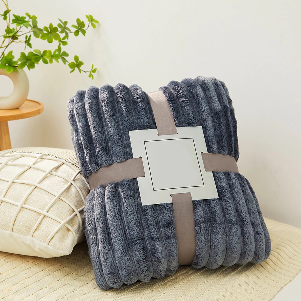 Fleece Throw Blanket, Extra Soft Lightweight Blanket with Strip, Plush Fuzzy Cozy Blankets and Throws for Couch, Bed, Sofa Cozy, Warm and Breathable