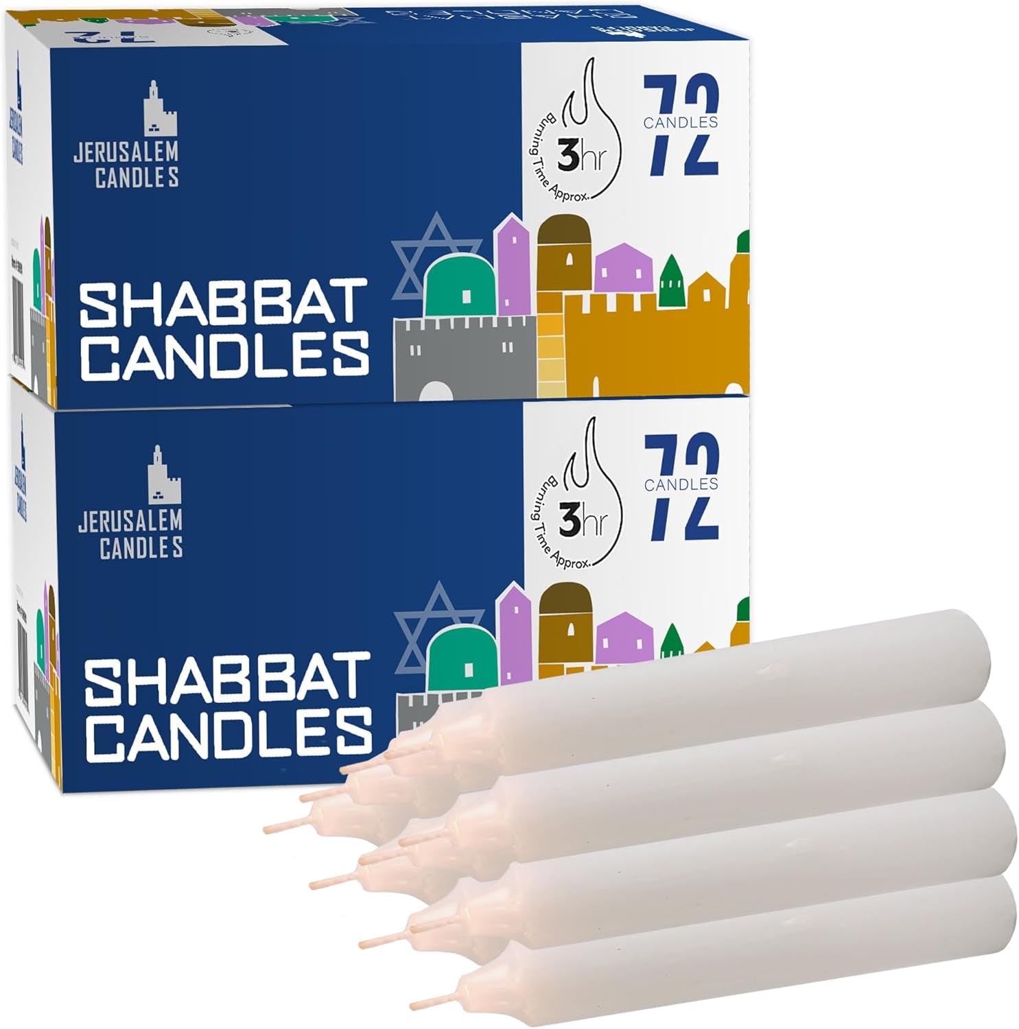 - Traditional Shabbos Candles - 3 Hour - 2-Pack X 72 Candles (144 Candles)