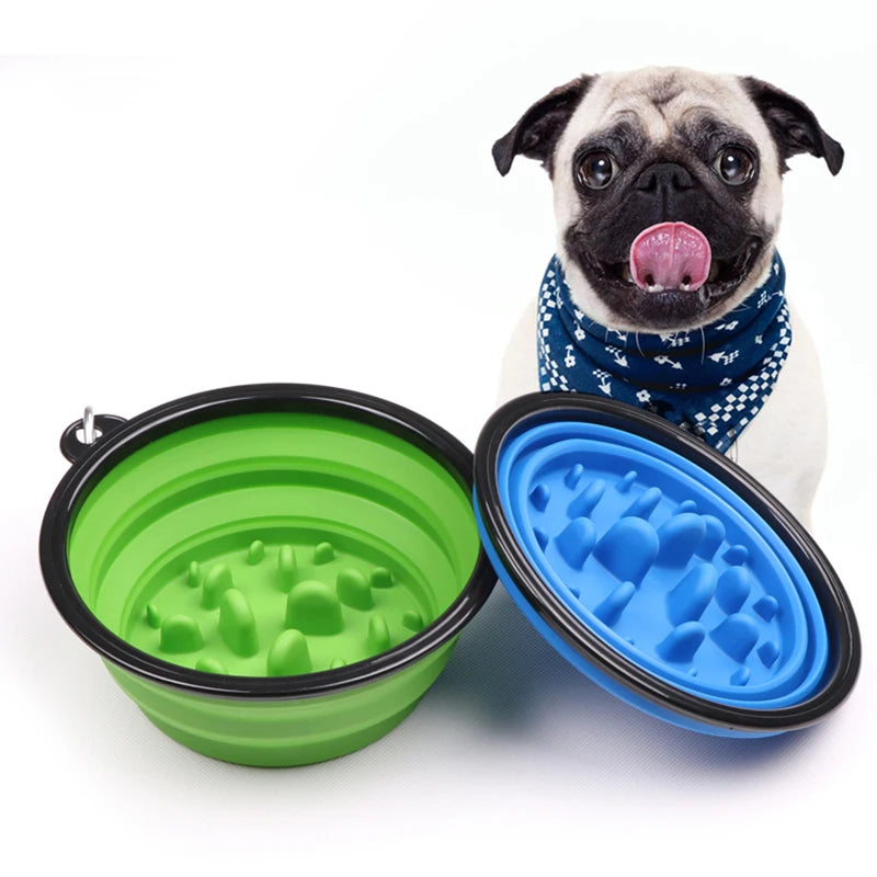 Pet Slow Food Bowl Dog and Cat Anti-Choking Feeder Outdoor Travel Portable Foldable TPE Bowls Anti-Gulping Feeding Pets Supplies