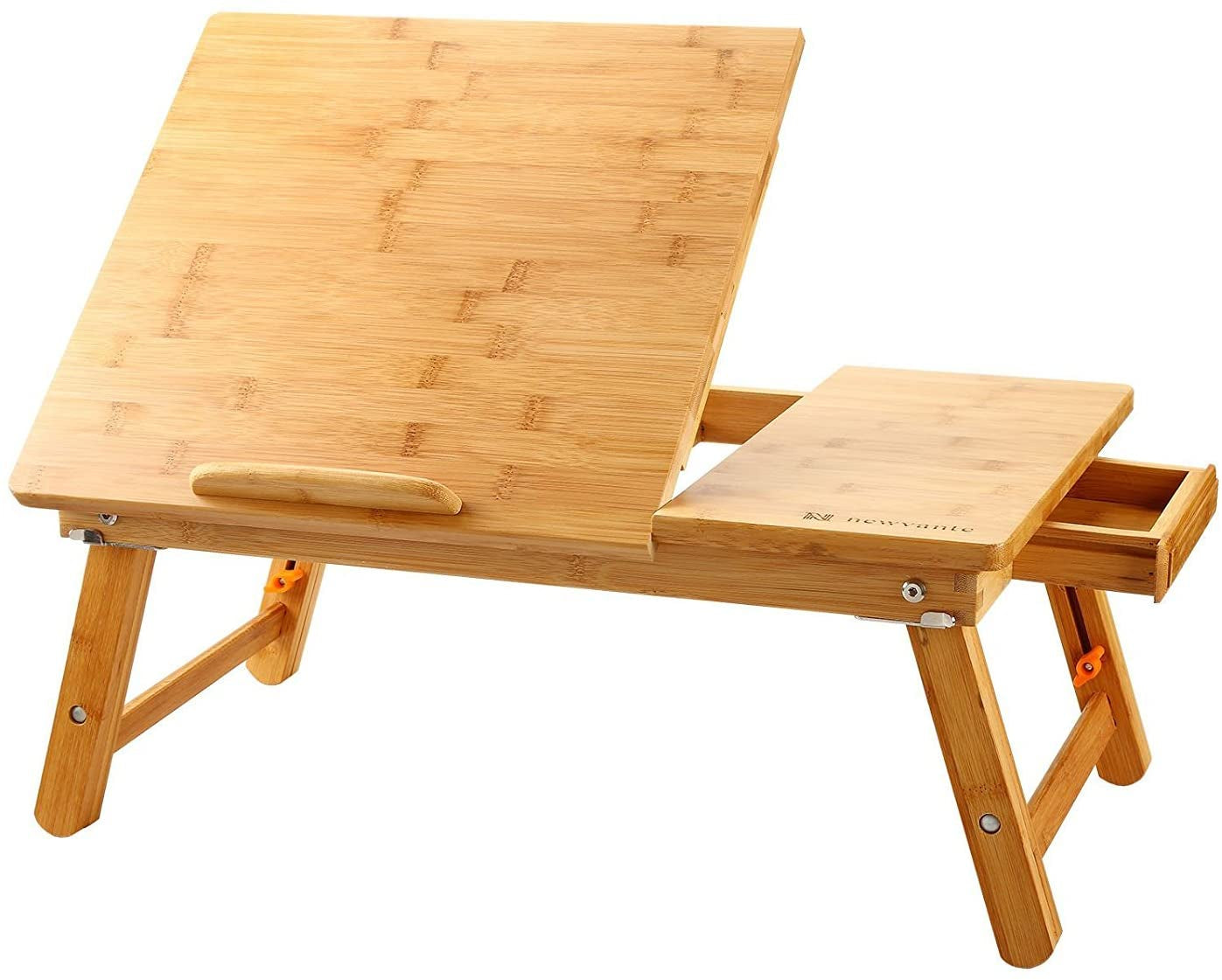 Laptop Desk  Table Adjustable Bamboo Foldable Breakfast Serving Bed Tray W' Tilting Top Drawer