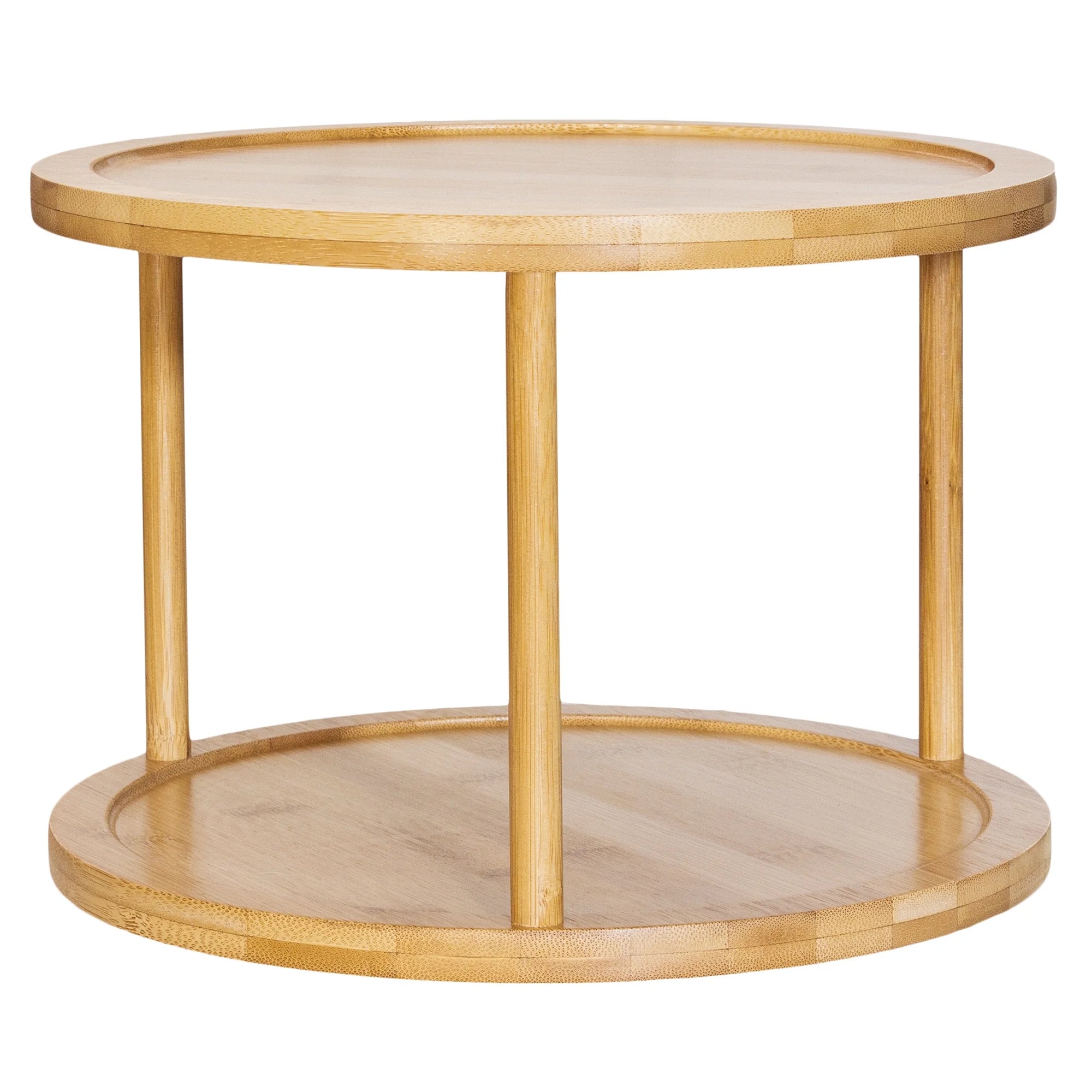 Two-Tier Bamboo 10" Lazy Susan Turntable for Cabinets, Countertop, Panty or Table