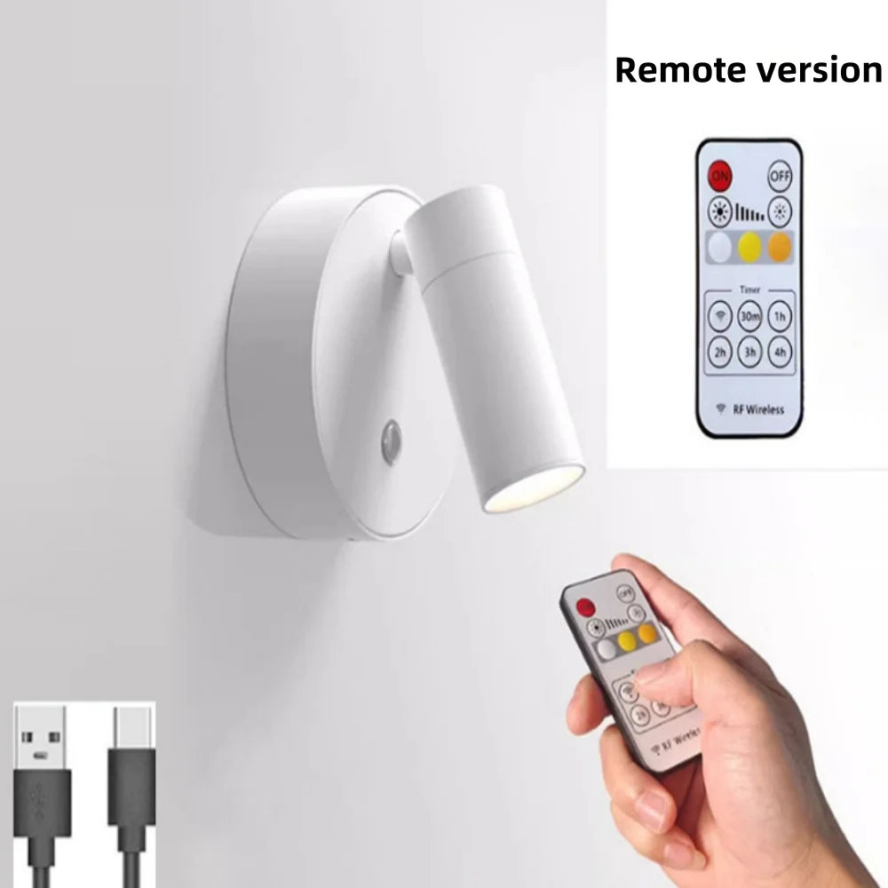 New Wireless LED Lights, Bedside Charging Wall Lights, Wiring Free, Hole Free, Bedroom Reading Lights, Office Lights