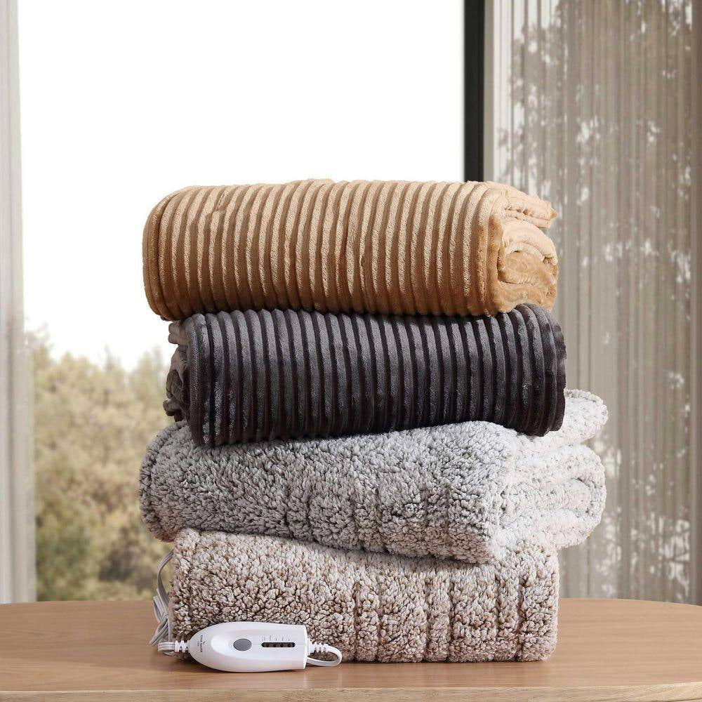 Mountain Valley 1-Piece Mocha/Brown Plush Fleece Full Electric Blanket