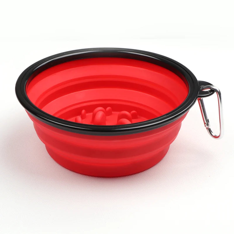 Pet Slow Food Bowl Dog and Cat Anti-Choking Feeder Outdoor Travel Portable Foldable TPE Bowls Anti-Gulping Feeding Pets Supplies