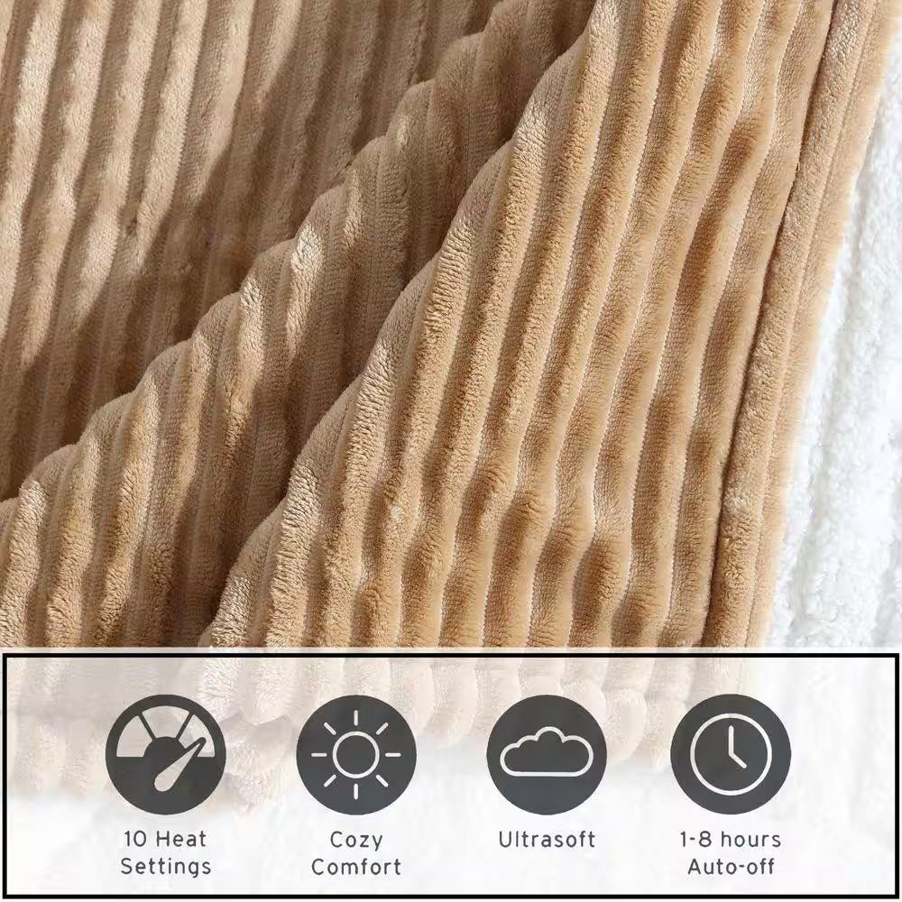 Mountain Valley 1-Piece Mocha/Brown Plush Fleece Full Electric Blanket