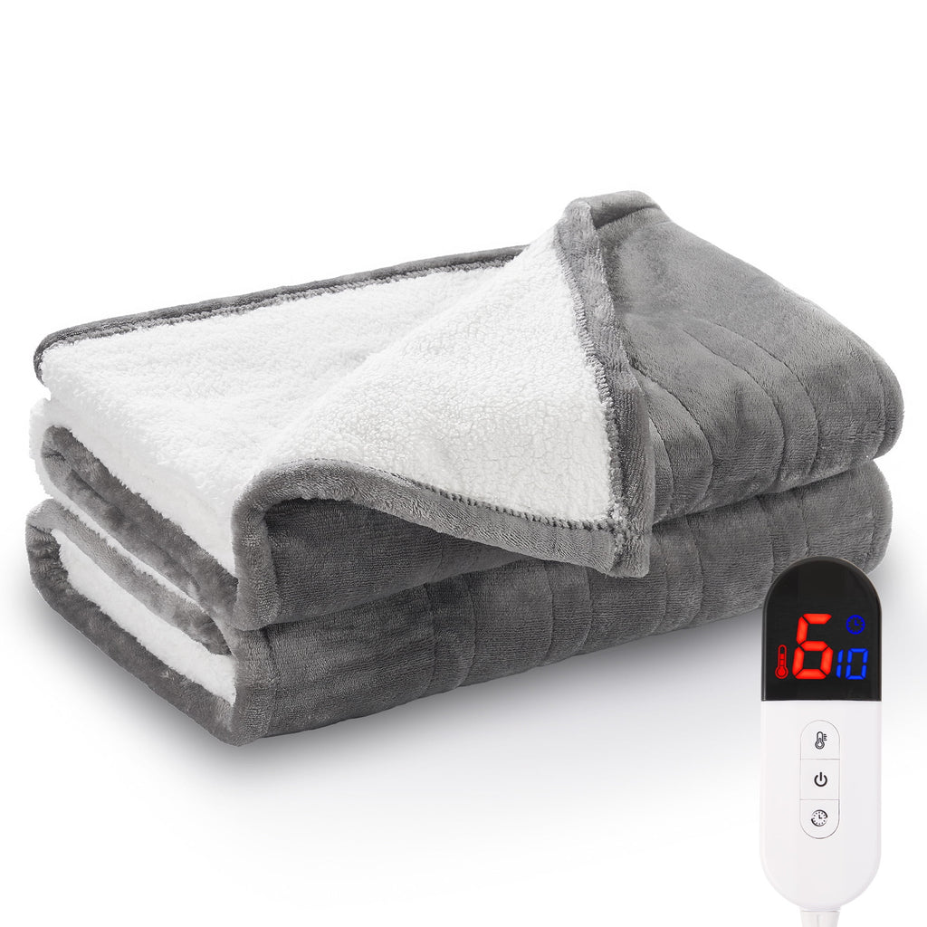 50" X 60" Electric Heated Blanket Throw Upgraded Heating Wire with 4 Hour Auto off and 6 Heat Levels Machine Washable