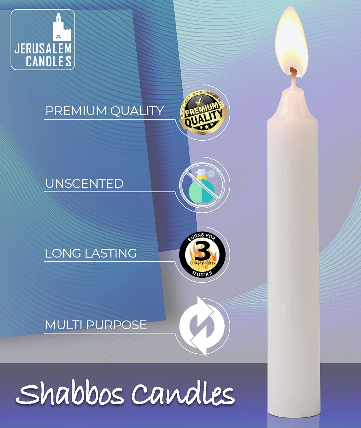 - Traditional Shabbos Candles - 3 Hour - 2-Pack X 72 Candles (144 Candles)