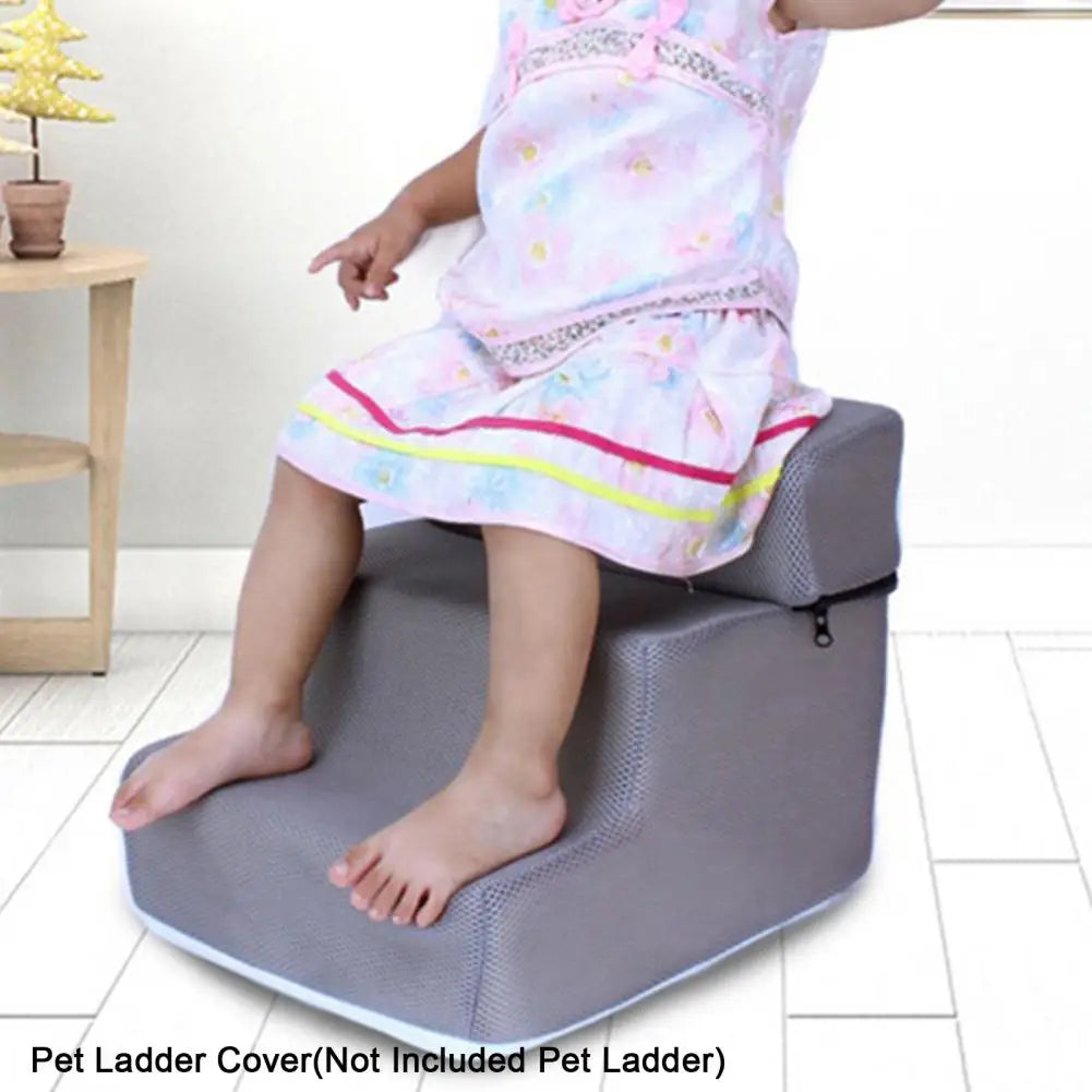Pet Ladder Cover 3 Steps Stairs for Small Dog Cat Pet Ramp Ladder Anti-Slip Detachable Comfortable Faux Leather Dogs Bed Stairs
