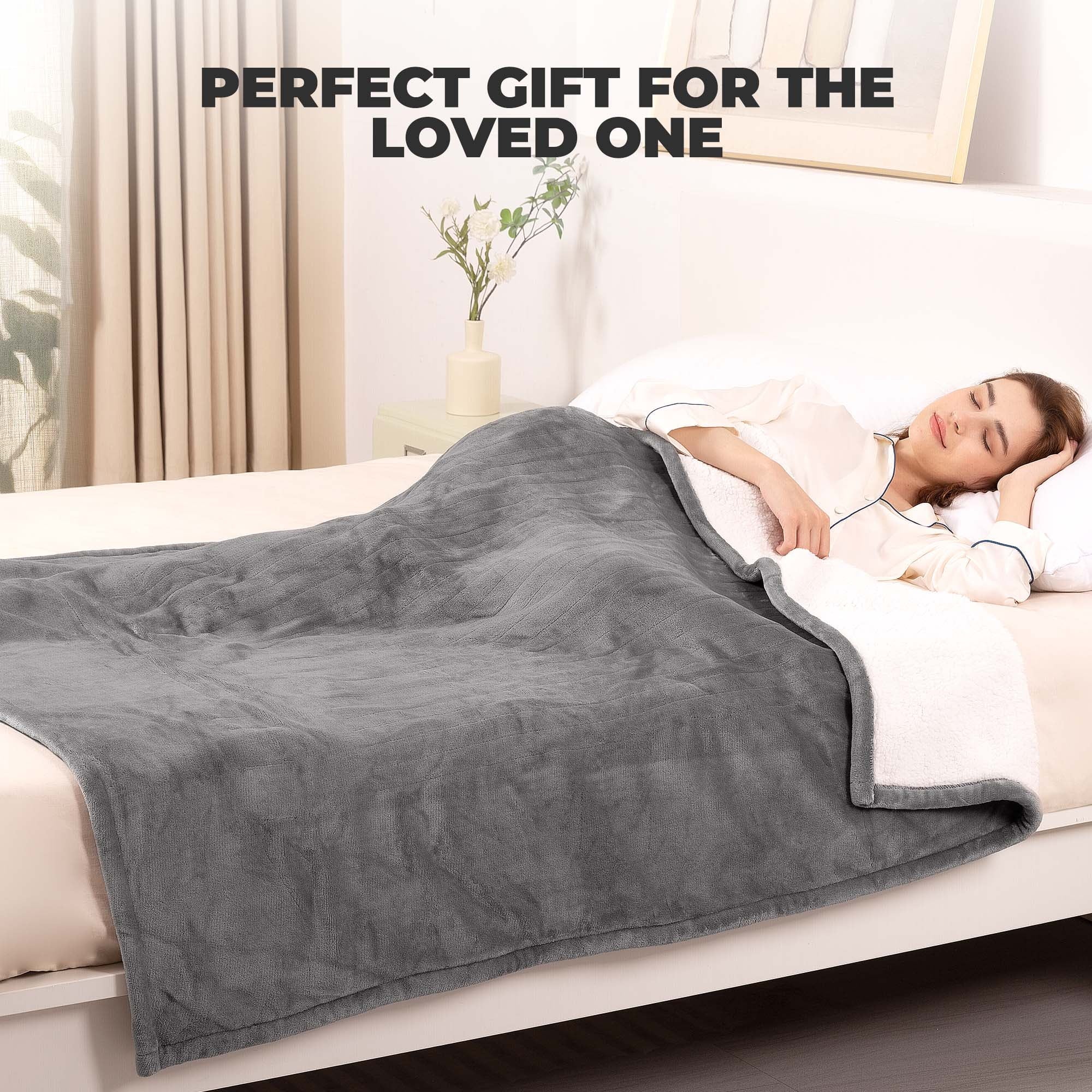 50" X 60" Electric Heated Blanket Throw Upgraded Heating Wire with 4 Hour Auto off and 6 Heat Levels Machine Washable